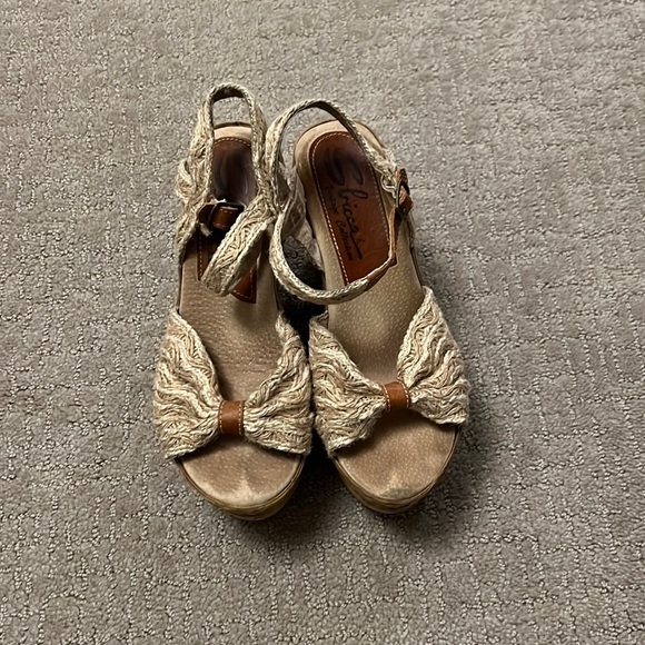 Sbicca Vintage Collection Wedge Hemp Strap Sandals Buckle 6 - Picture 1 of 5